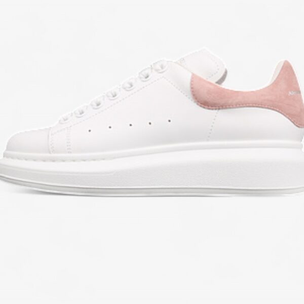 Alexander McQueen Oversized Sneakers – White with Pink Suede Heel