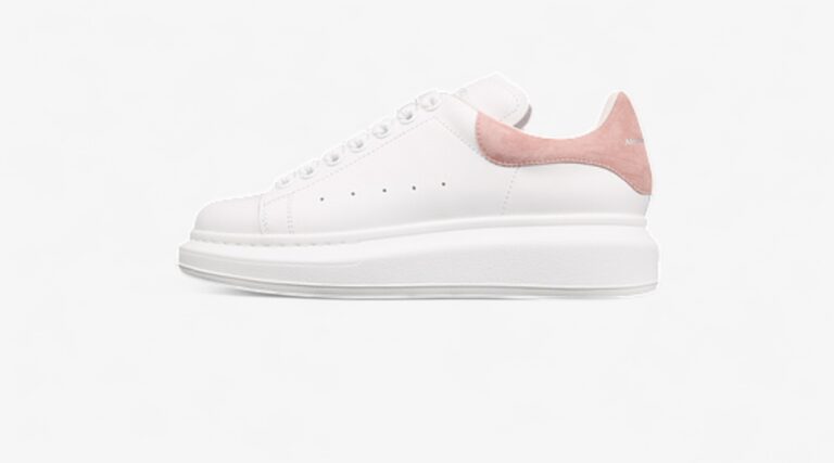 Alexander McQueen Oversized Sneakers – White with Pink Suede Heel