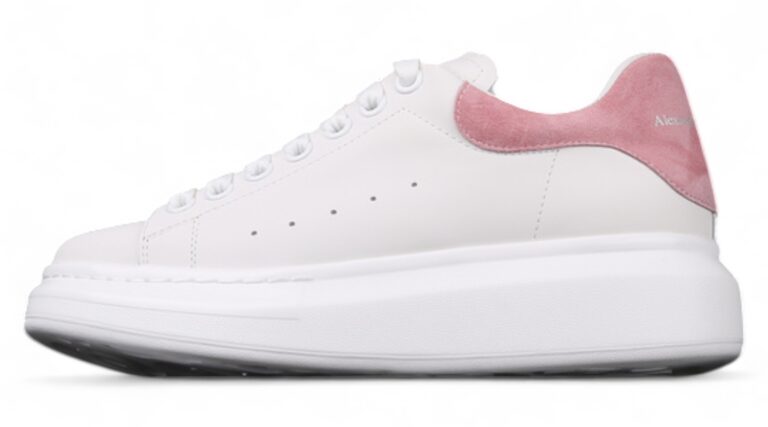 Alexander McQueen Oversized Sneakers – White with Pink Suede Heel Tab