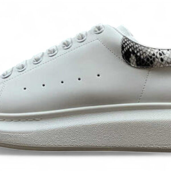 Alexander McQueen Oversized Sneakers – White with Python Print Heel