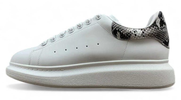 Alexander McQueen Oversized Sneakers – White with Python Print Heel