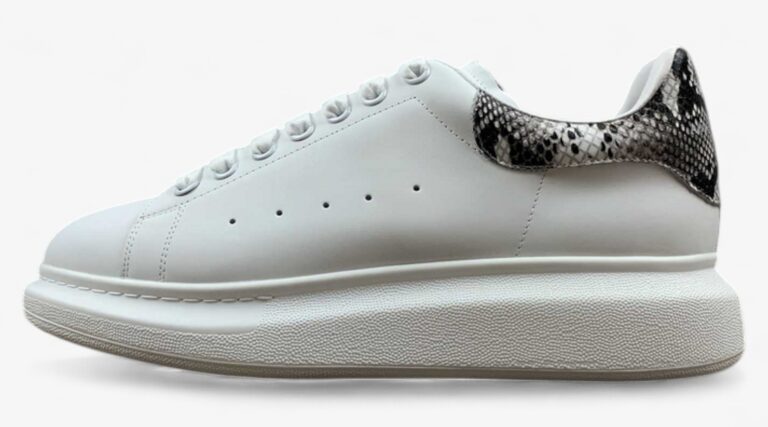 Alexander McQueen Oversized Sneakers – White with Python Print Heel