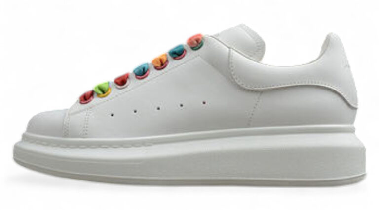 Alexander McQueen Oversized Sneakers – White with Rainbow Eyelets