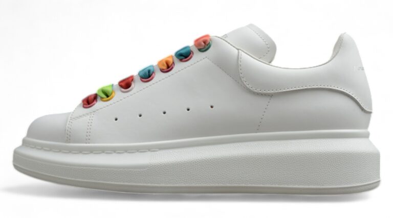 Alexander McQueen Oversized Sneakers – White with Rainbow Eyelets