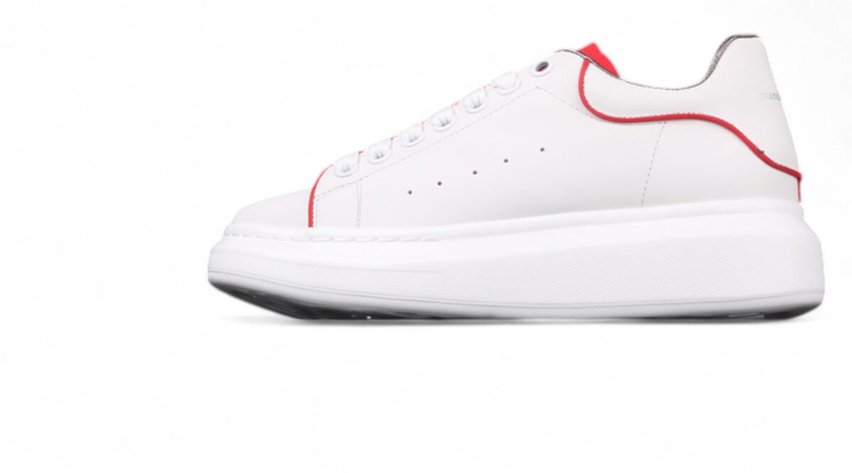 Alexander McQueen Oversized Sneakers – White with Red Piping