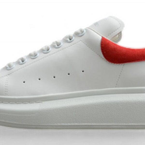 Alexander McQueen Oversized Sneakers – White with Red Suede Heel