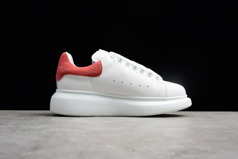 Alexander McQueen Oversized Sneakers – White with Red Suede Heel