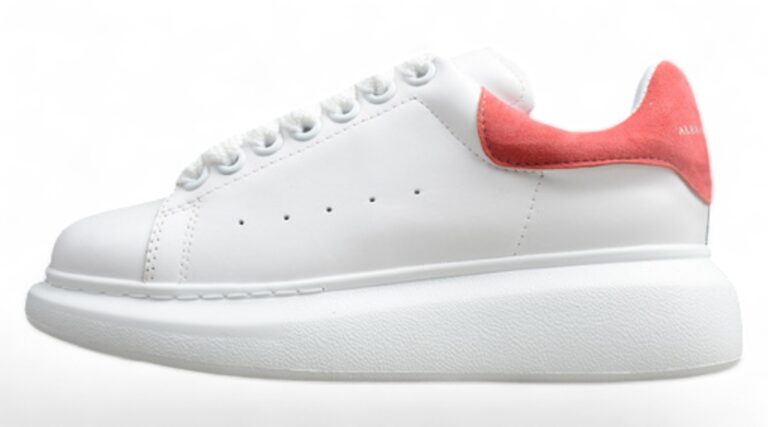 Alexander McQueen Oversized Sneakers – White with Red Suede Heel
