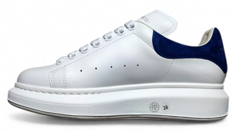 Alexander McQueen Oversized Sneakers – White with Royal Blue Heel