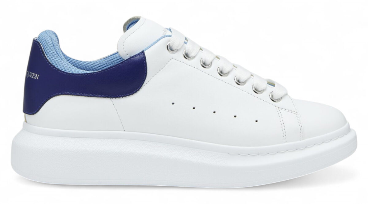 Alexander McQueen Oversized Sneakers – White with Royal Blue Heel