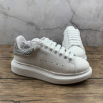 Alexander McQueen Oversized Sneakers – White with Silver Glitter Heel