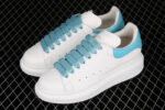 Alexander McQueen Oversized Sneakers – White with Sky Blue Heel & Laces