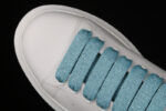 Alexander McQueen Oversized Sneakers – White with Sky Blue Heel & Laces