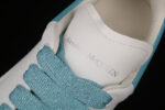 Alexander McQueen Oversized Sneakers – White with Sky Blue Heel & Laces