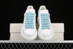 Alexander McQueen Oversized Sneakers – White with Sky Blue Heel & Laces