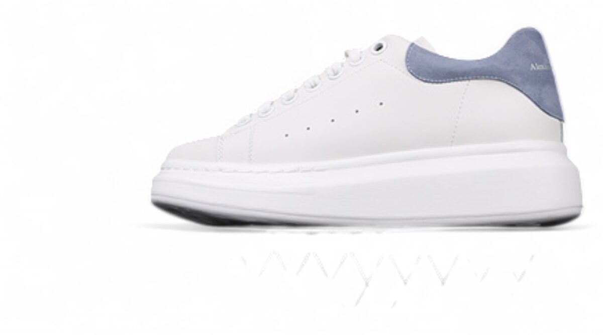 Alexander McQueen Oversized Sneakers – White with Sky Blue Heel Tab
