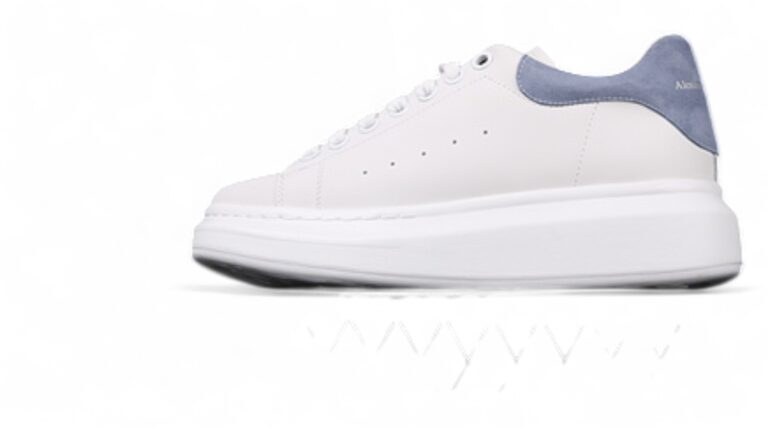 Alexander McQueen Oversized Sneakers – White with Sky Blue Heel Tab