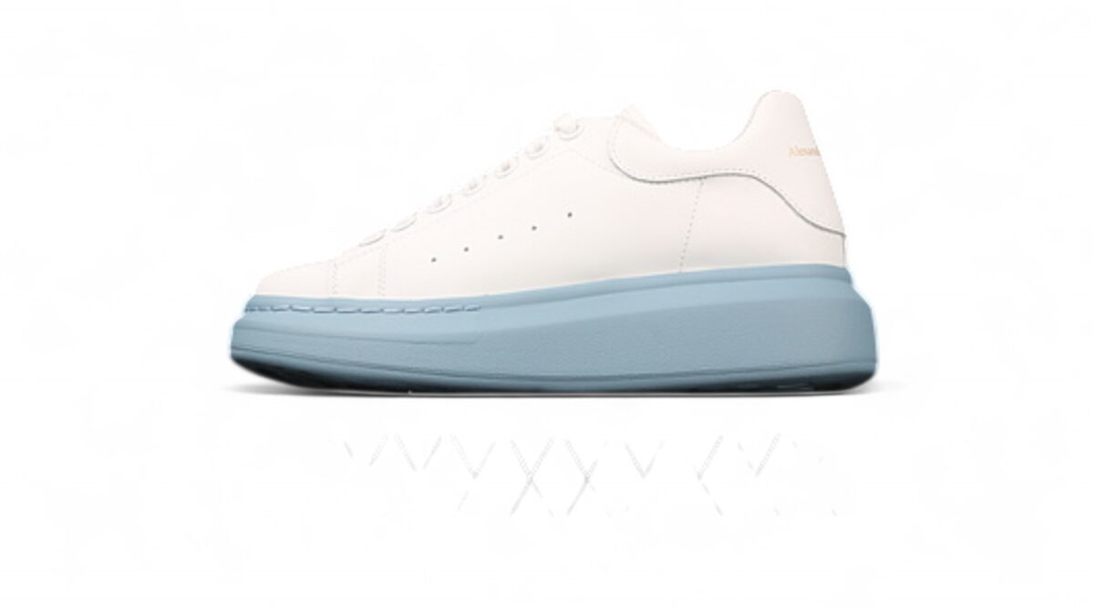 Alexander McQueen Oversized Sneakers – White with Sky Blue Sole