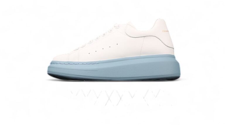 Alexander McQueen Oversized Sneakers – White with Sky Blue Sole