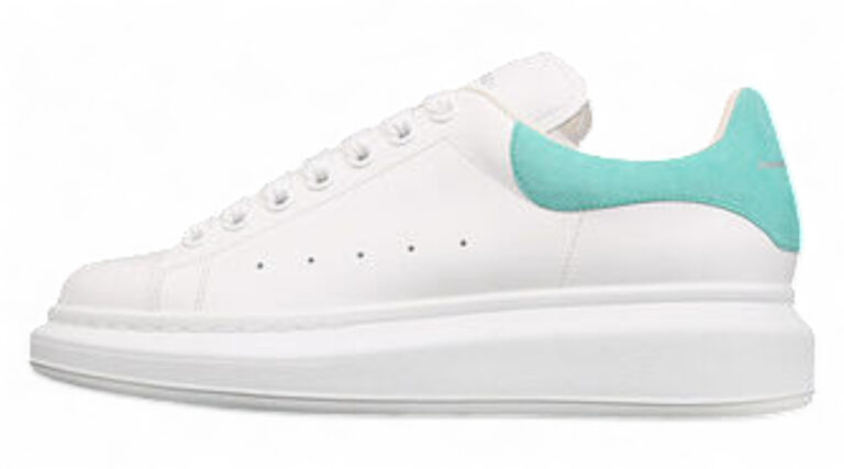 Alexander McQueen Oversized Sneakers – White with Teal Heel Tab