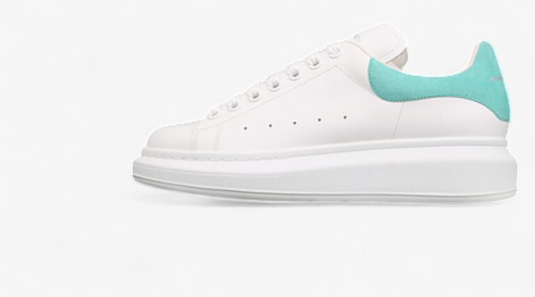 Alexander McQueen Oversized Sneakers – White with Teal Heel Tab