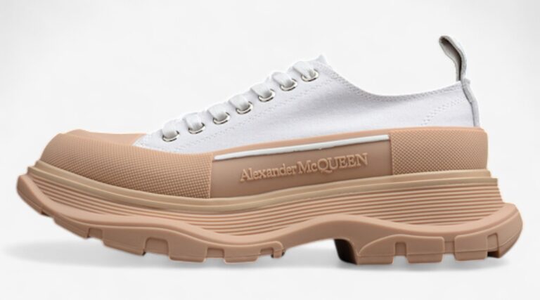 Alexander McQueen Tread Slick Low-Top Sneakers – White/Beige