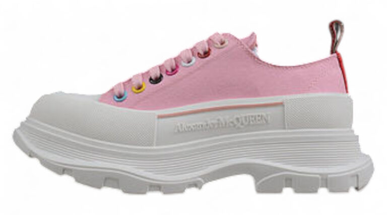 Alexander McQueen Tread Slick Low – Pink Canvas Rainbow Eyelets