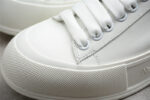Alexander McQueen Vulcanized Low-Top Sneakers – All White with Suede Heel