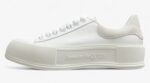 Alexander McQueen Vulcanized Low-Top Sneakers – All White with Suede Heel
