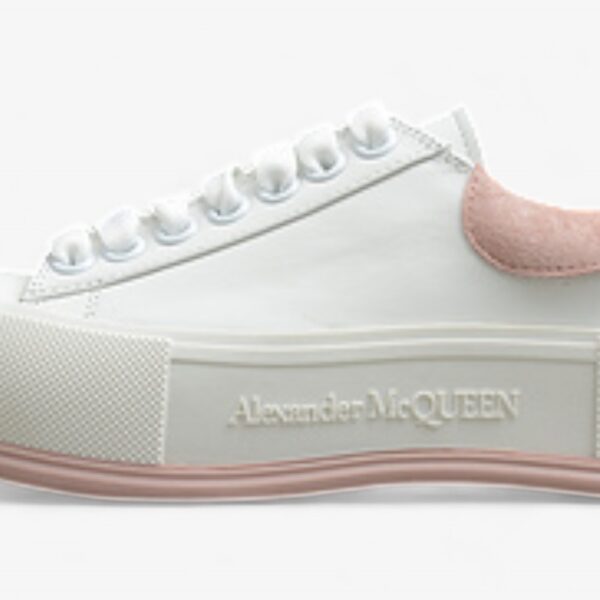 Alexander McQueen Vulcanized Low-Top Sneakers – White & Pink