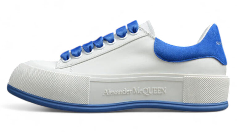 Alexander McQueen Vulcanized Low-Top Sneakers – White & Royal Blue