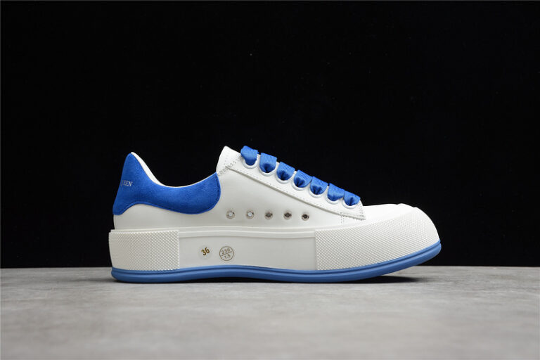 Alexander McQueen Vulcanized Low-Top Sneakers – White & Royal Blue