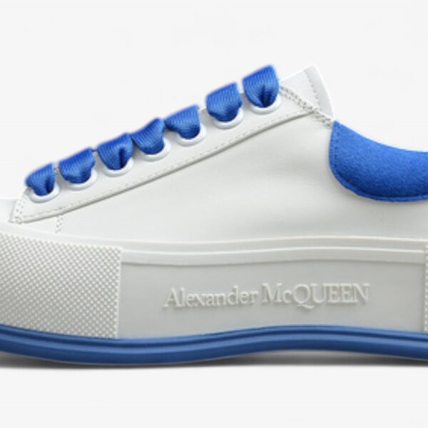 Alexander McQueen Vulcanized Low-Top Sneakers – White & Royal Blue