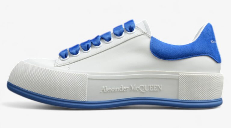 Alexander McQueen Vulcanized Low-Top Sneakers – White & Royal Blue