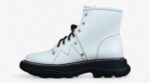 Alexander Mcqueen White High-Top Combat Boot – Black Sole