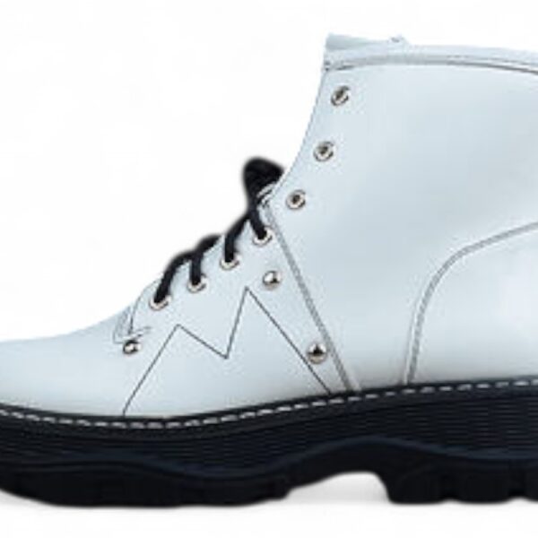 Alexander Mcqueen White High-Top Combat Boot – Black Sole
