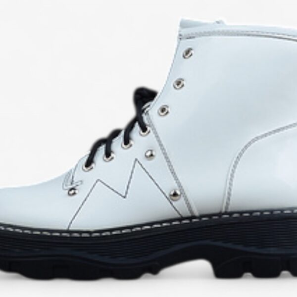 Alexander Mcqueen White High-Top Combat Boot – Black Sole
