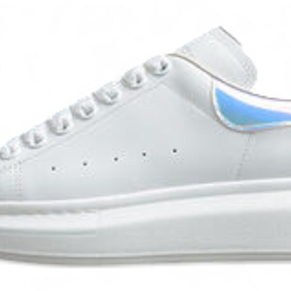 Alexander Mcqueen White Oversized Sneaker with Pink Suede Heel Tab