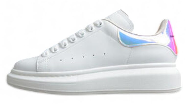 Alexander Mcqueen White Oversized Sneaker with Pink Suede Heel Tab