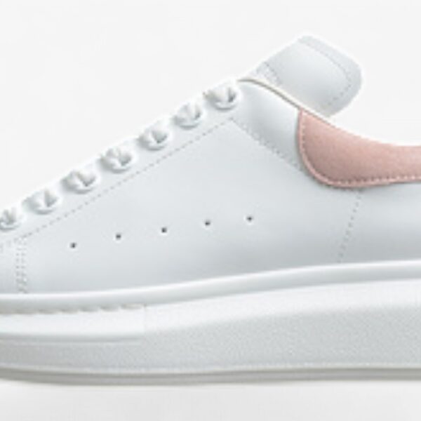 Alexander Mcqueen White Oversized Sneaker with Pink Suede Heel Tab
