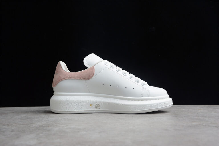 Alexander Mcqueen ShoesWhite Oversized Sneaker with Pink Suede Heel Tab