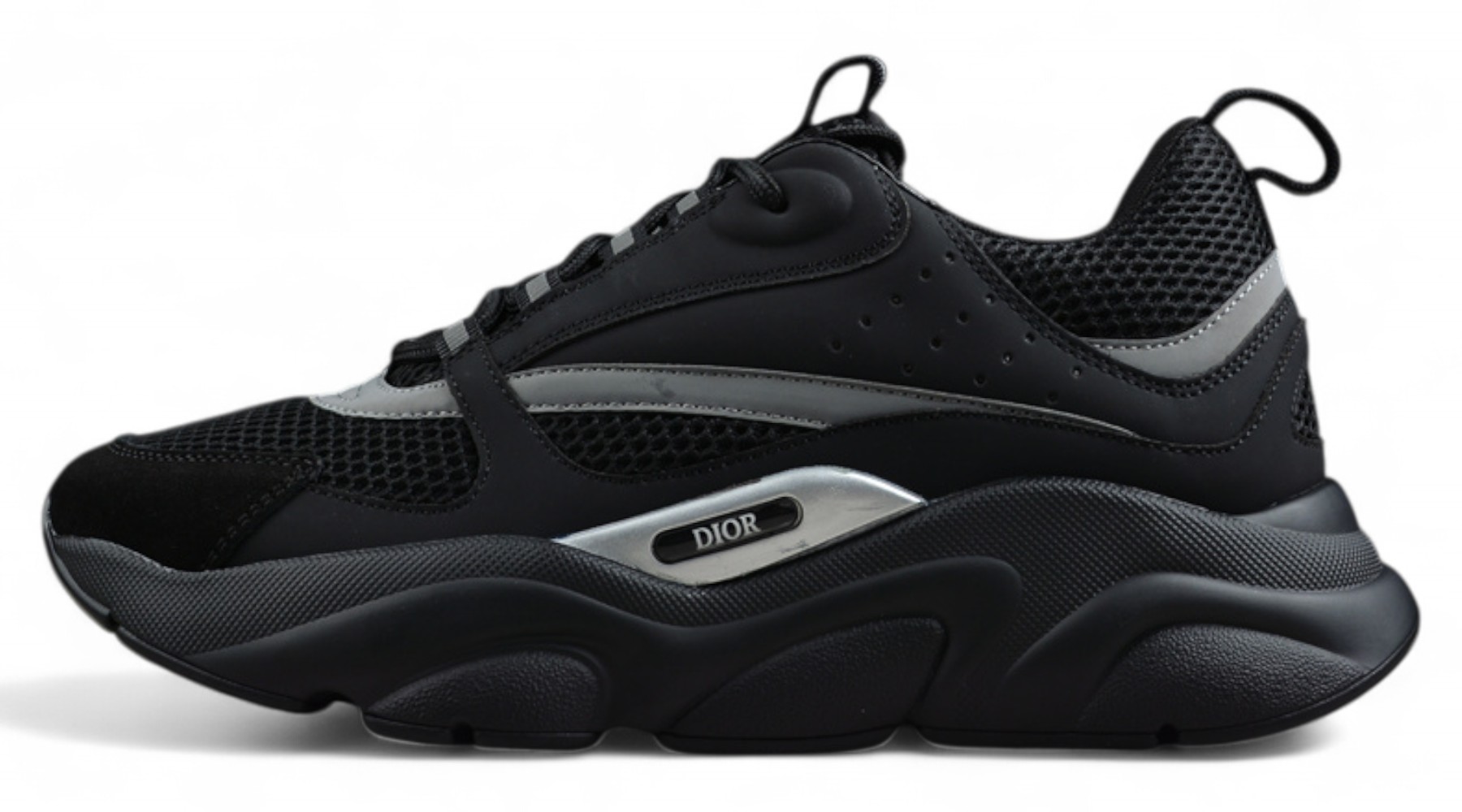 Dior Airmesh Sneaker – Black Mesh with Grey Reflective Detailing