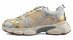 Dior B22 Sneaker – White Mesh with Metallic Gold and Silver Overlays