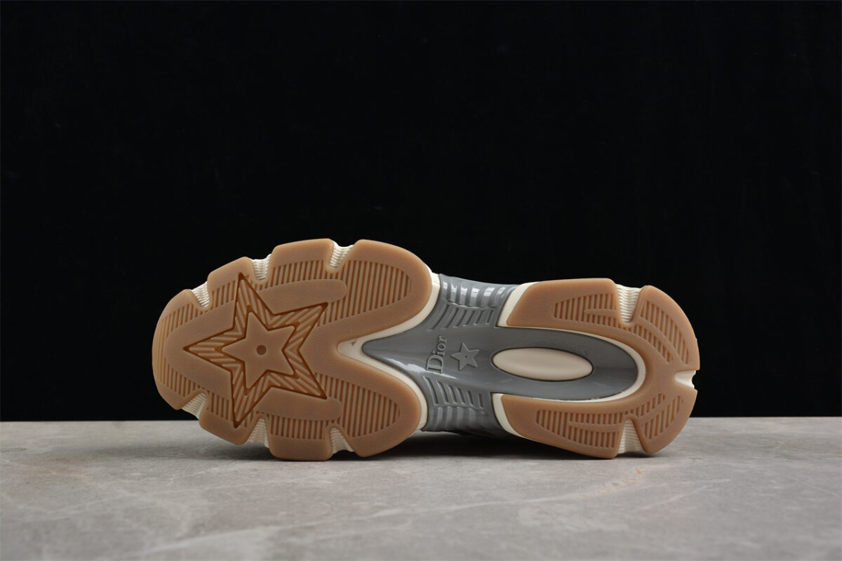 Dior B22 Sneaker – White Mesh with Metallic Gold and Silver Overlays