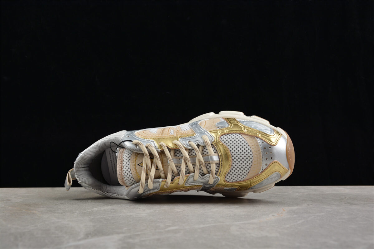 Dior B22 Sneaker – White Mesh with Metallic Gold and Silver Overlays