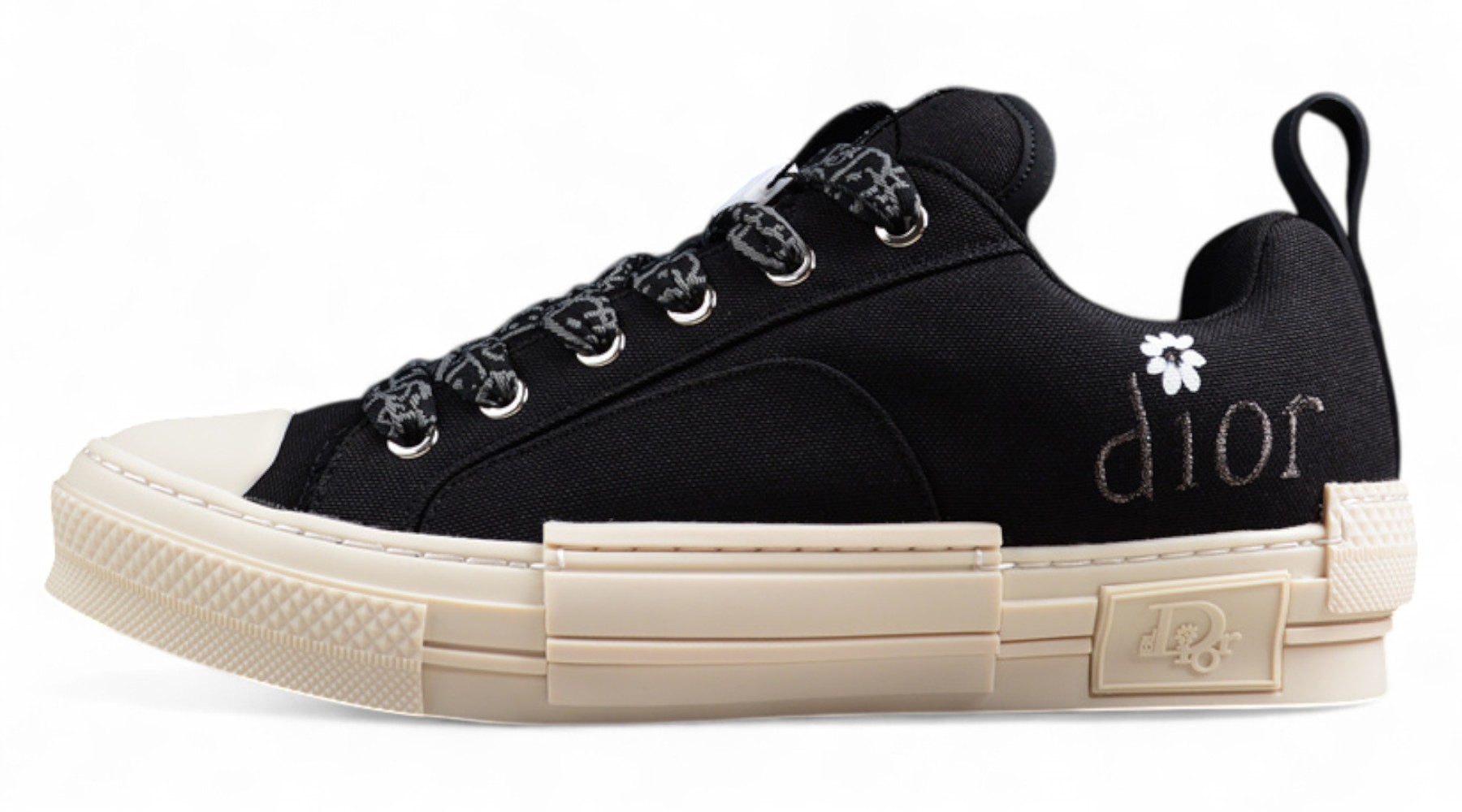 Dior B23 Low-Top Sneaker – Black Canvas with Embroidered Details