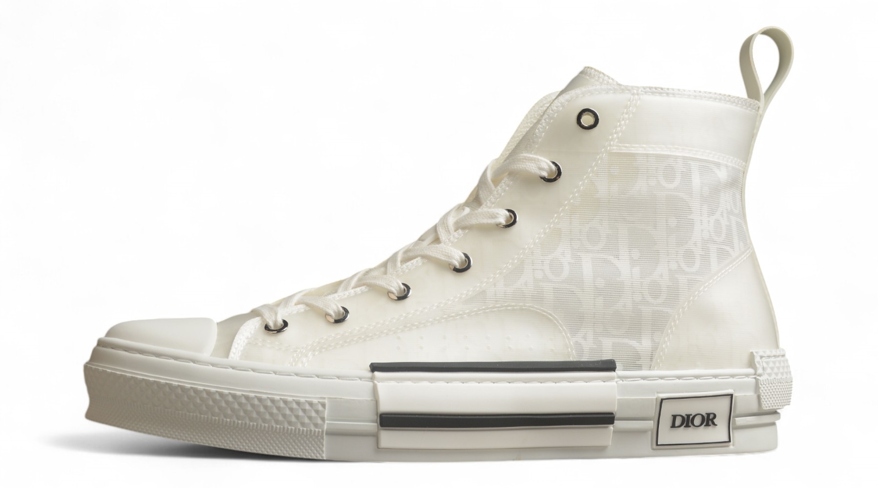 Dior B23 Oblique High-Top Sneaker – White/Transparent