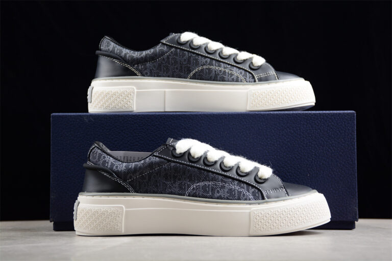Dior B23 Oblique Low-Top Sneaker – Black Leather with Grey Monogram