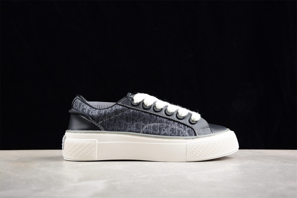 Dior B23 Oblique Low-Top Sneaker – Black Leather with Grey Monogram