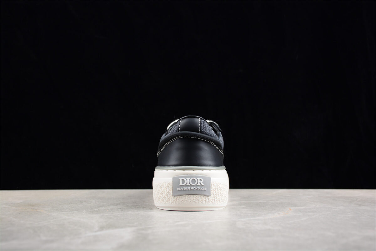 Dior B23 Oblique Low-Top Sneaker – Black Leather with Grey Monogram